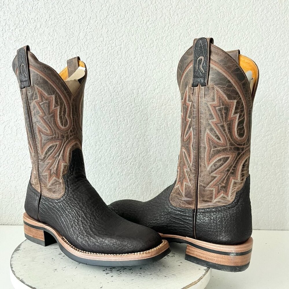 NEW Rod Patrick Mens Cowboy Boots 7.5 B Brown Shark Leather Western Square Toe - Picture 12 of 12
